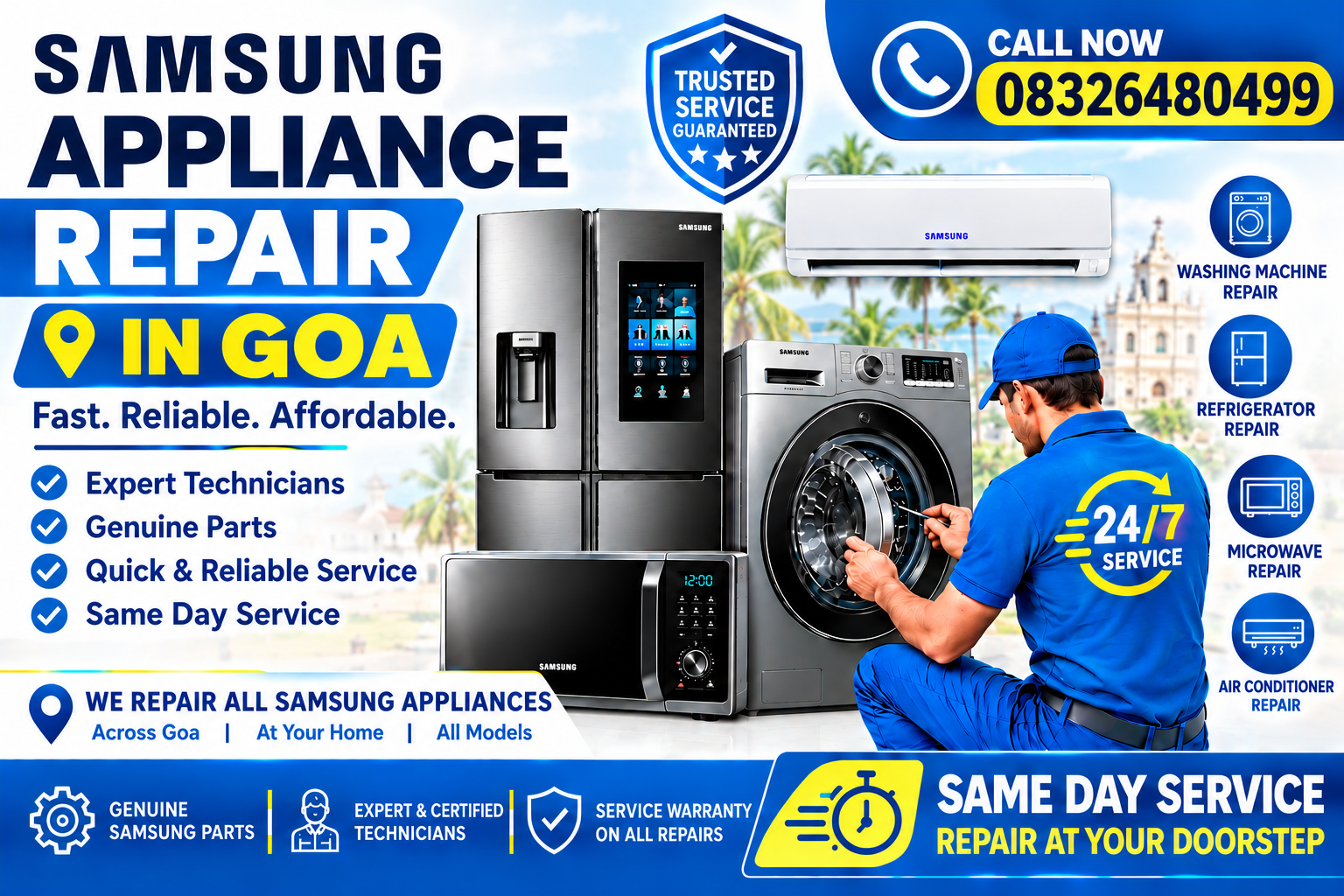 We Offer Reliable And Professional Samsung Home Appliance Repair Services Across Goa. Our Skilled And Experienced Technicians Are Trained To Inspect, Diagnose, Repair, And Maintain A Wide Range Of Samsung Home Appliances.